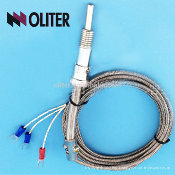 high accuracy pressure spring braid cable platinum wire ss 304 probe temperature sensor manufacturer pt100